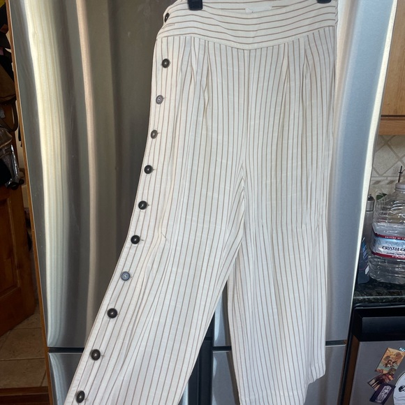 Anthropolgie Pin Striped Wide-Leg Pants w/Button Detail - Picture 5 of 7